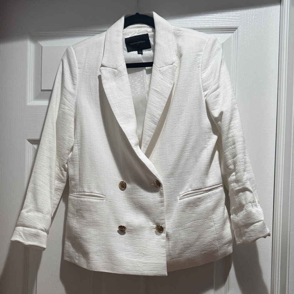 Banana Republic White Double-Breasted Women's Blazer